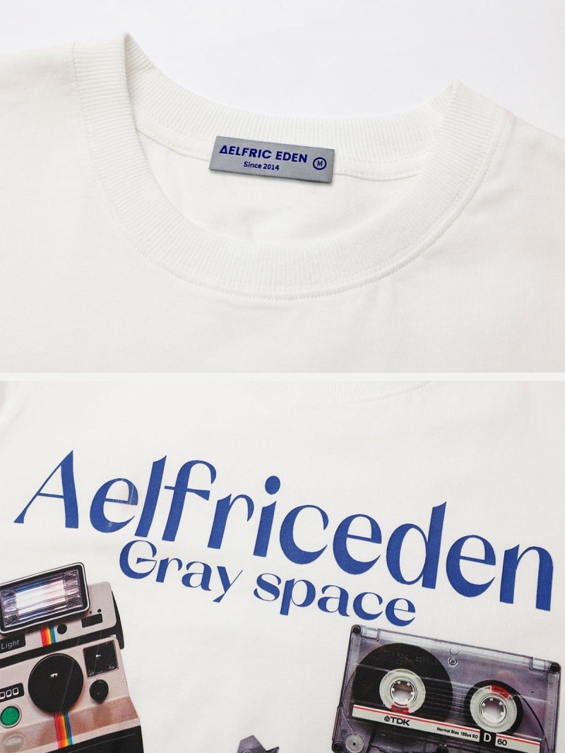 T Shirts Aelfric Eden Retro Electronic Equipment Print Tee Blanche | IYF-36939535